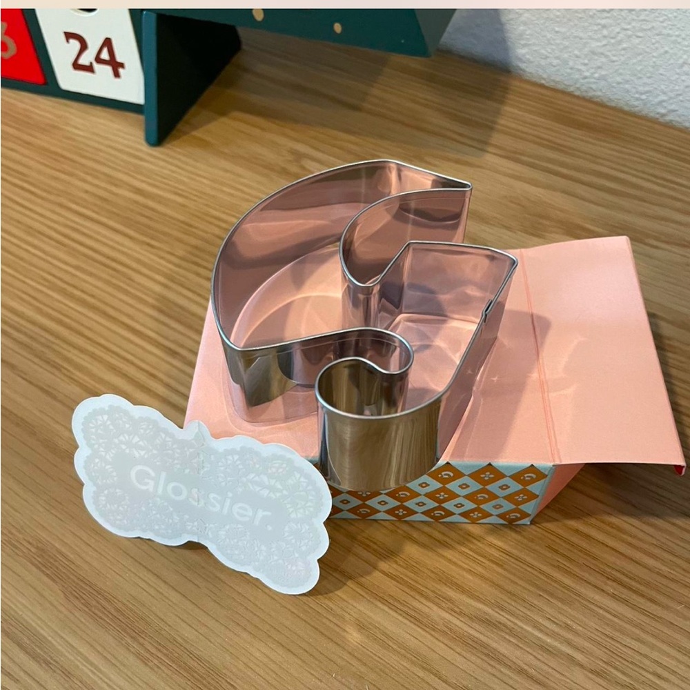 Brand new!! Glossier G Cookie Cutter! Sealed in Box